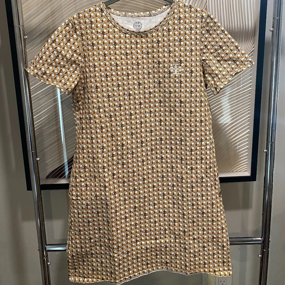 Tory Burch T-Shirt Dress (M, Cream + Brown + Yellow + Pink + Orange)